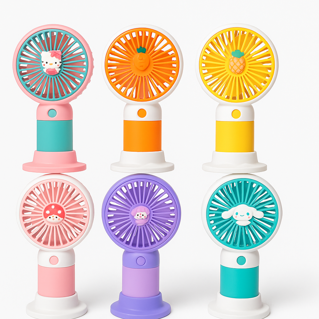 Mini Handheld Rechargeable Fans – Cute Cartoon USB Fans for Students, Housewives & Office Use