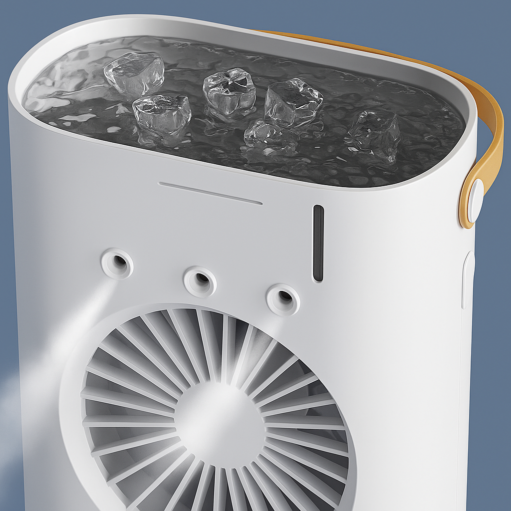 Double-Ended Spray Fan with LED Lights | Cool Mist Humidifier & Portable Dual-Blade Fan