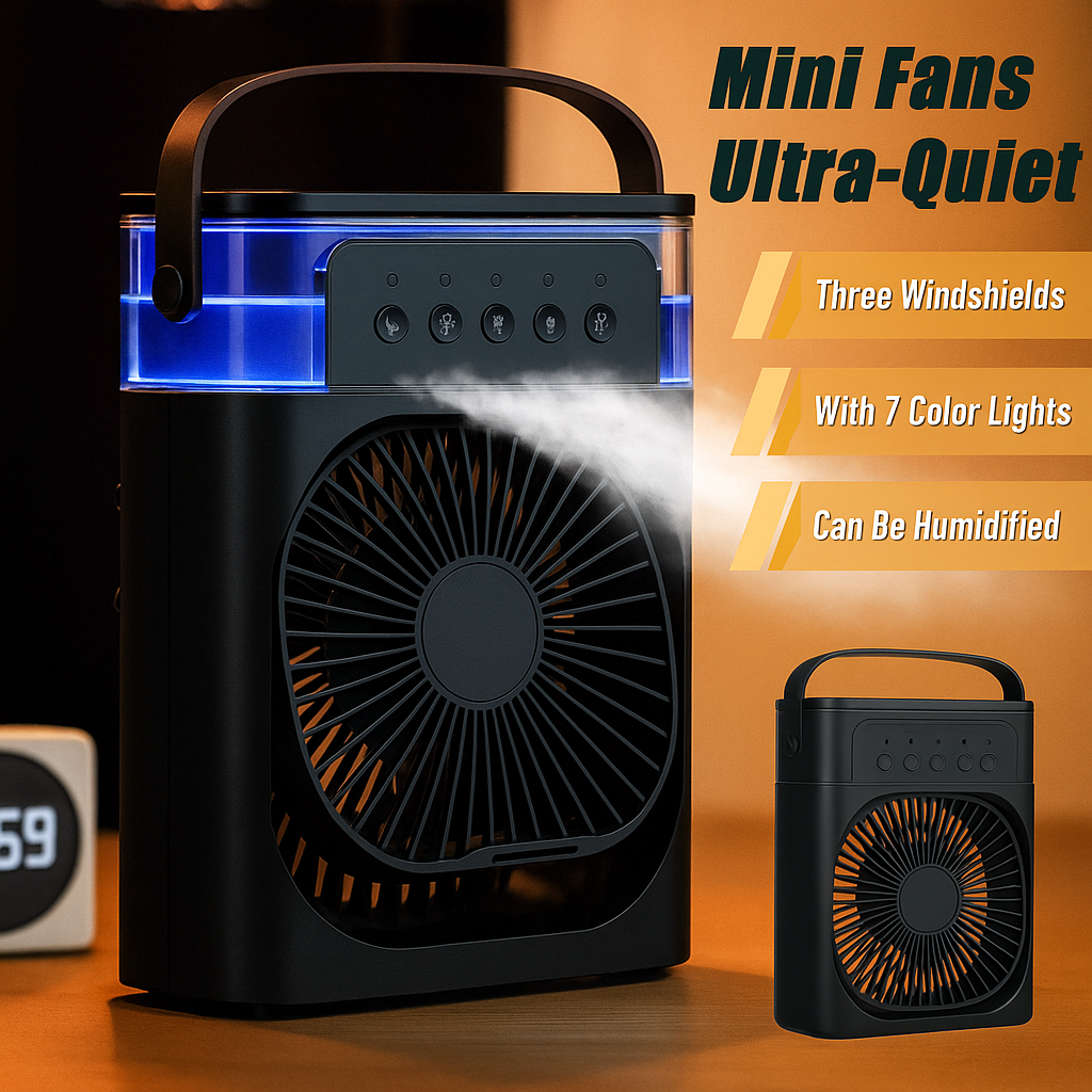 Portable Air Cooler Fan with Humidifier & Ice Cooling – USB Powered Mini AC Fan for Home, Office & Outdoor Use