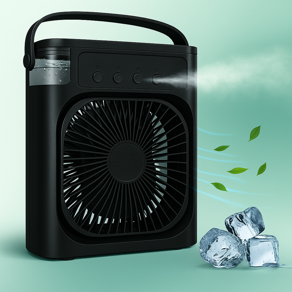 Portable Air Cooler Fan with Humidifier & Ice Cooling – USB Powered Mini AC Fan for Home, Office & Outdoor Use