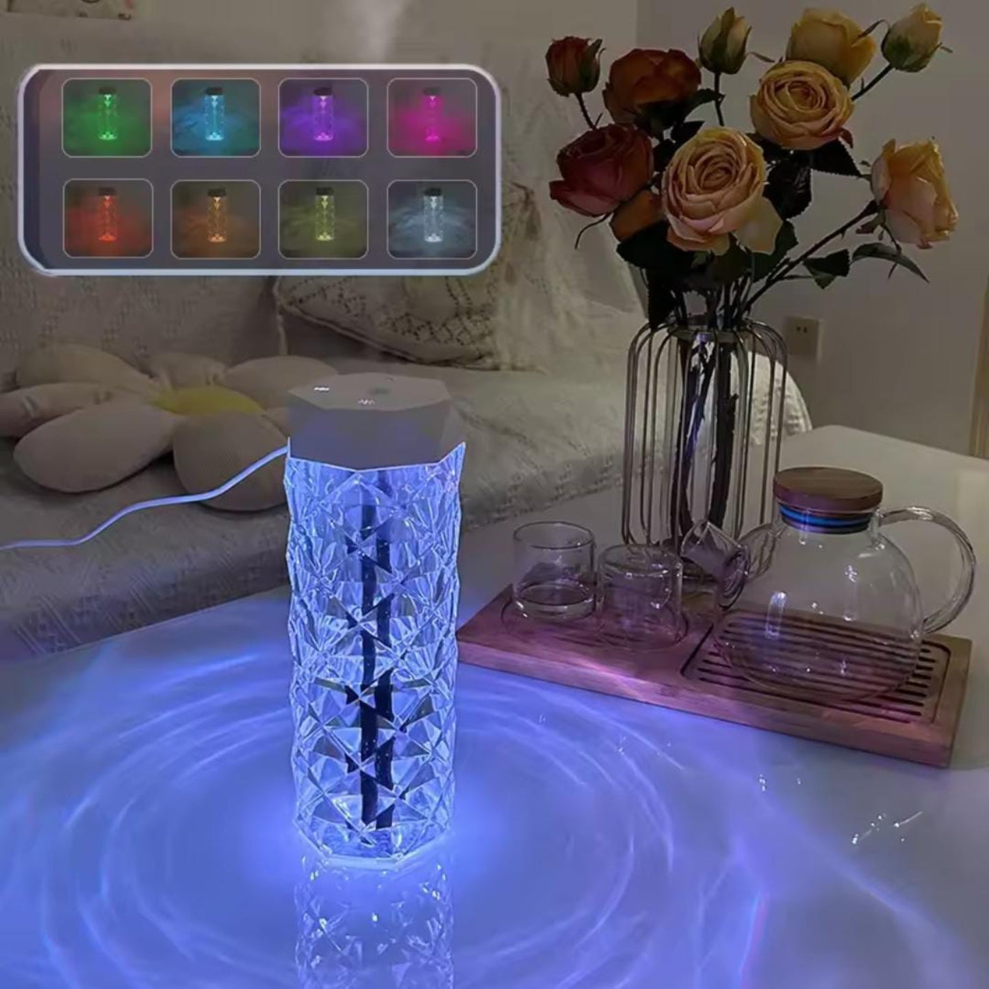 LED Humidifier with Anti-Dry Burning Protection & Dual Mist Modes