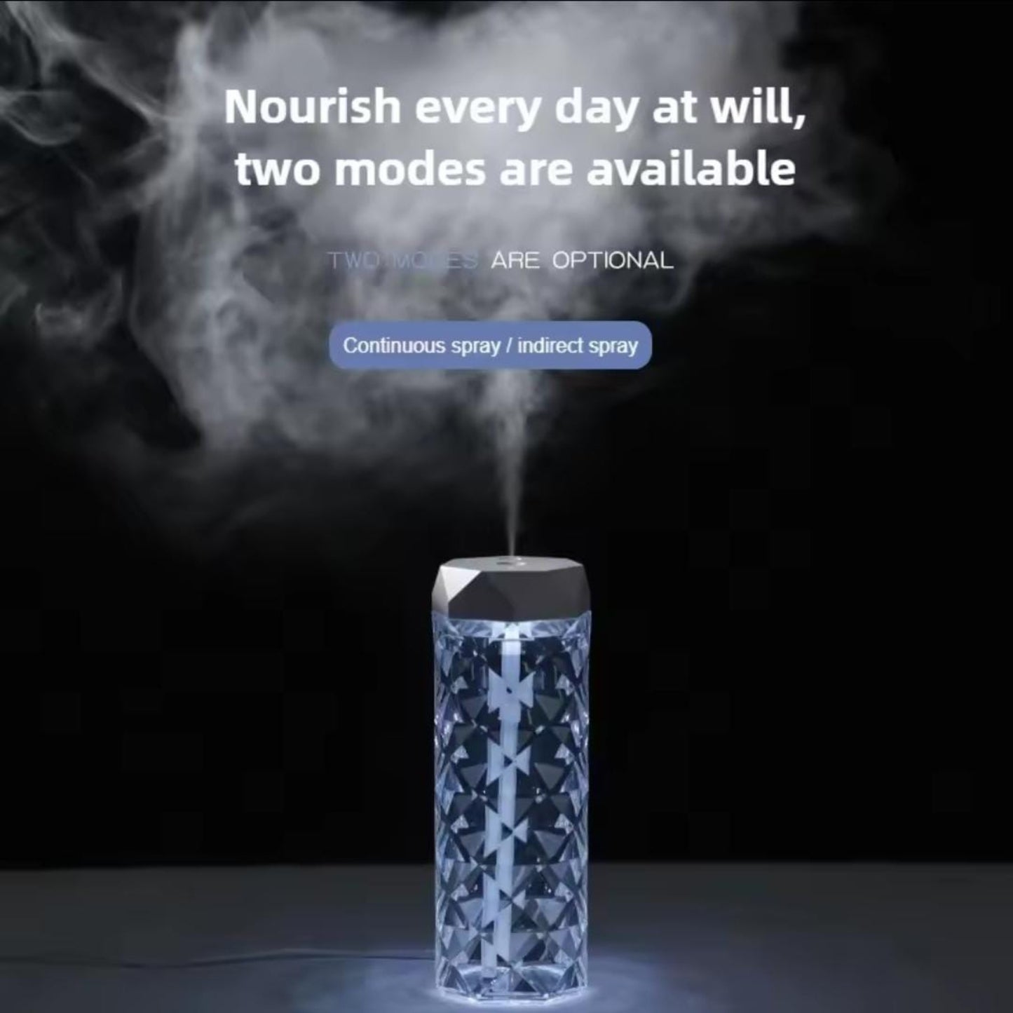 LED Humidifier with Anti-Dry Burning Protection & Dual Mist Modes