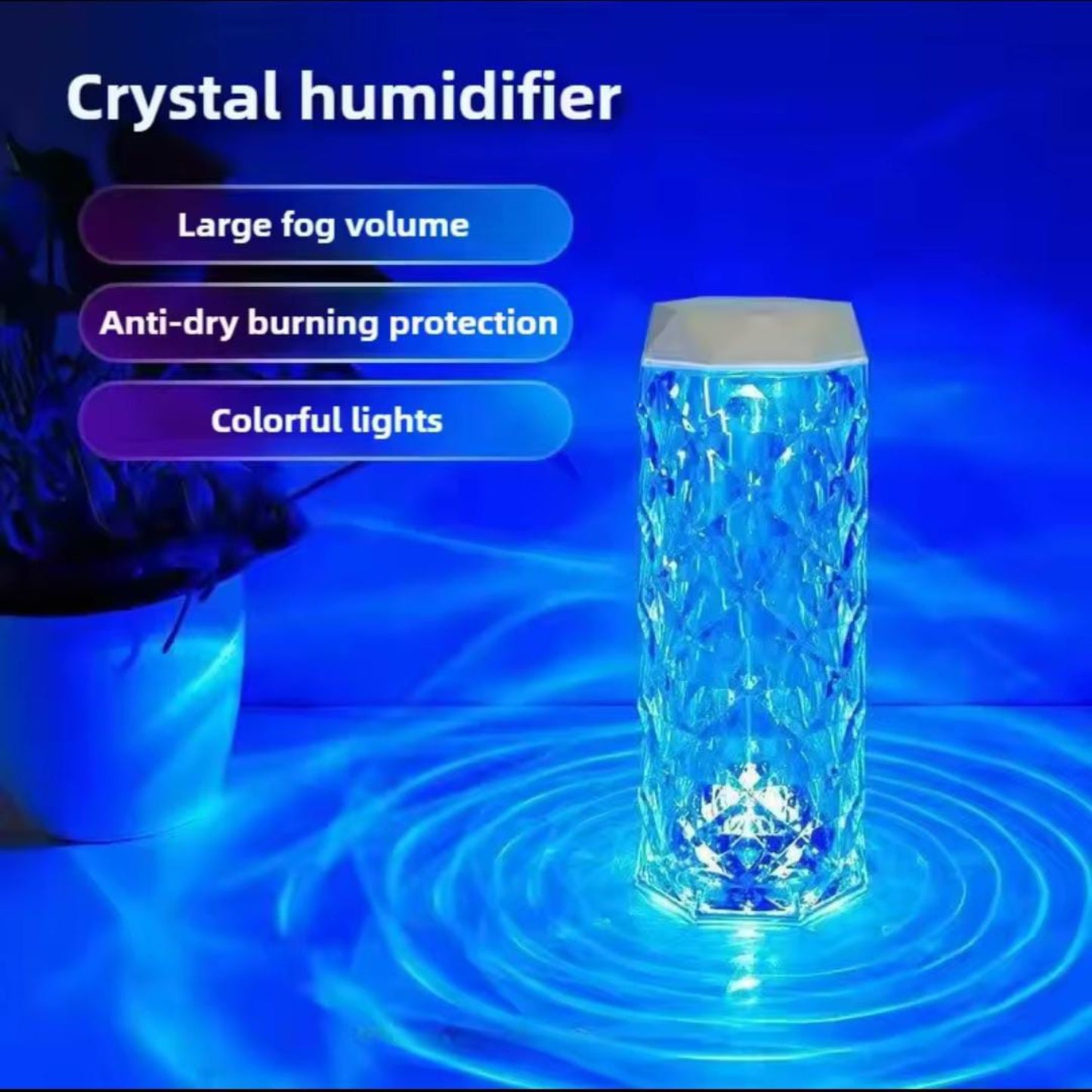 LED Humidifier with Anti-Dry Burning Protection & Dual Mist Modes