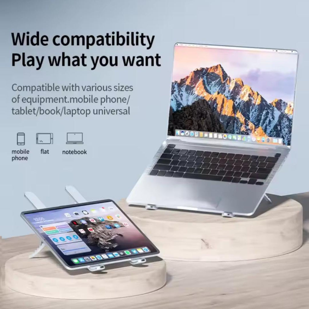 Adjustable Laptop Stand with Cooling Fan – Universal Holder for Laptop, Tablet & Mobile | Ergonomic Design & Heat Dissipation