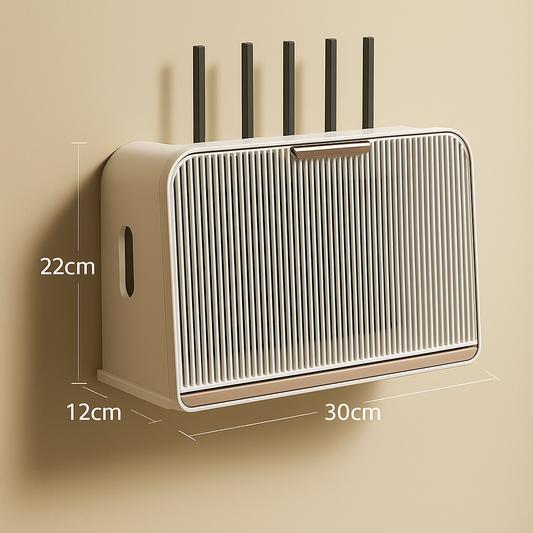 Multipurpose WiFi Router Storage Box with Lid | Large Capacity for Router, Power Plug, and Cable Organization