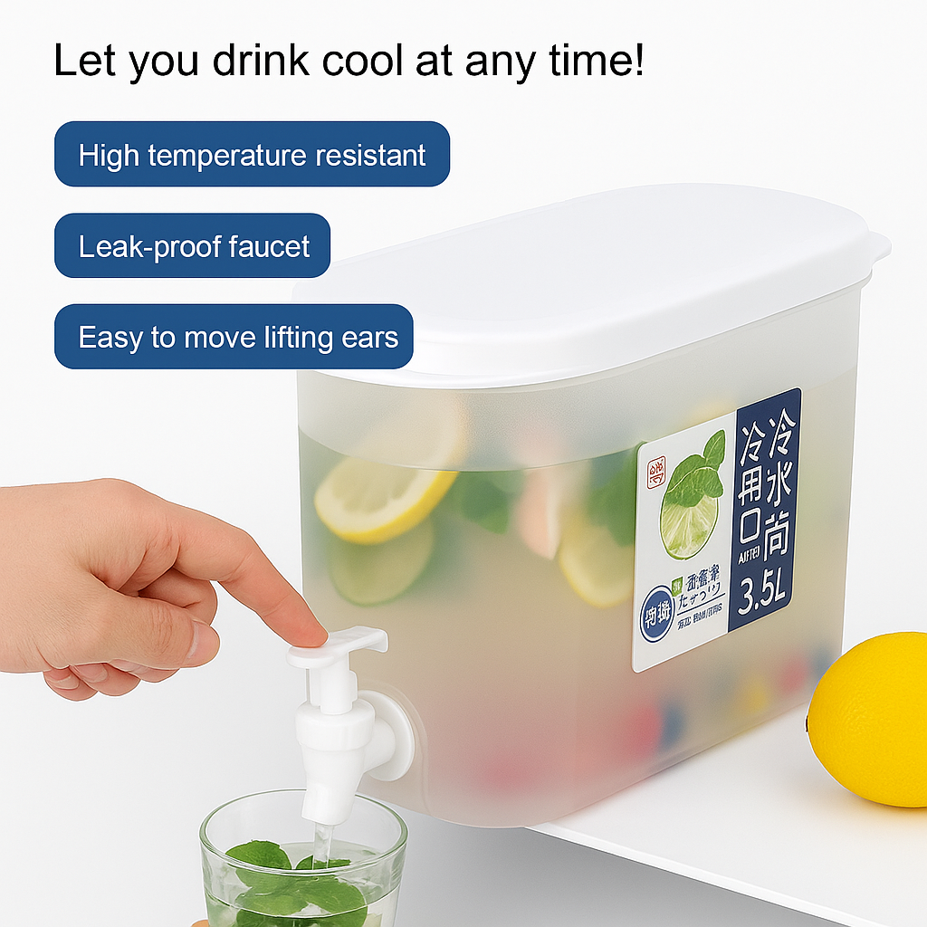 Refrigerator Water Dispenser Cooler – 3.5L Leak-Proof Container with Tap for Fridge