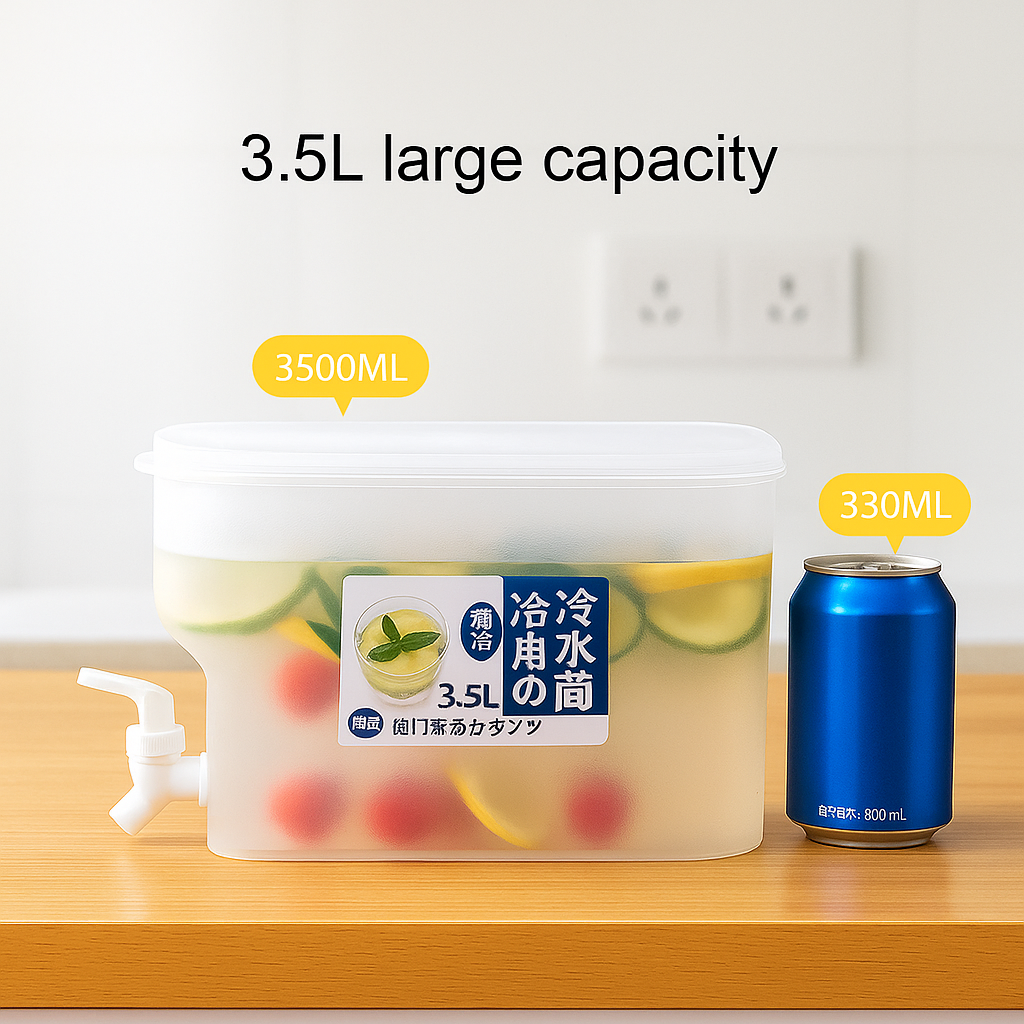 Refrigerator Water Dispenser Cooler – 3.5L Leak-Proof Container with Tap for Fridge