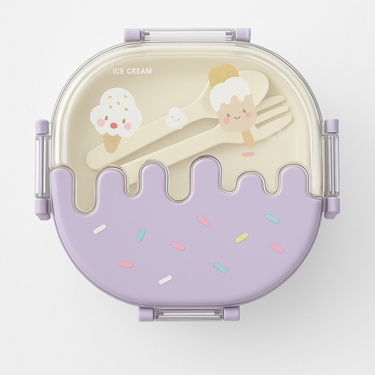 Cute Lunch Box Set with Spoon & Fork for Kids